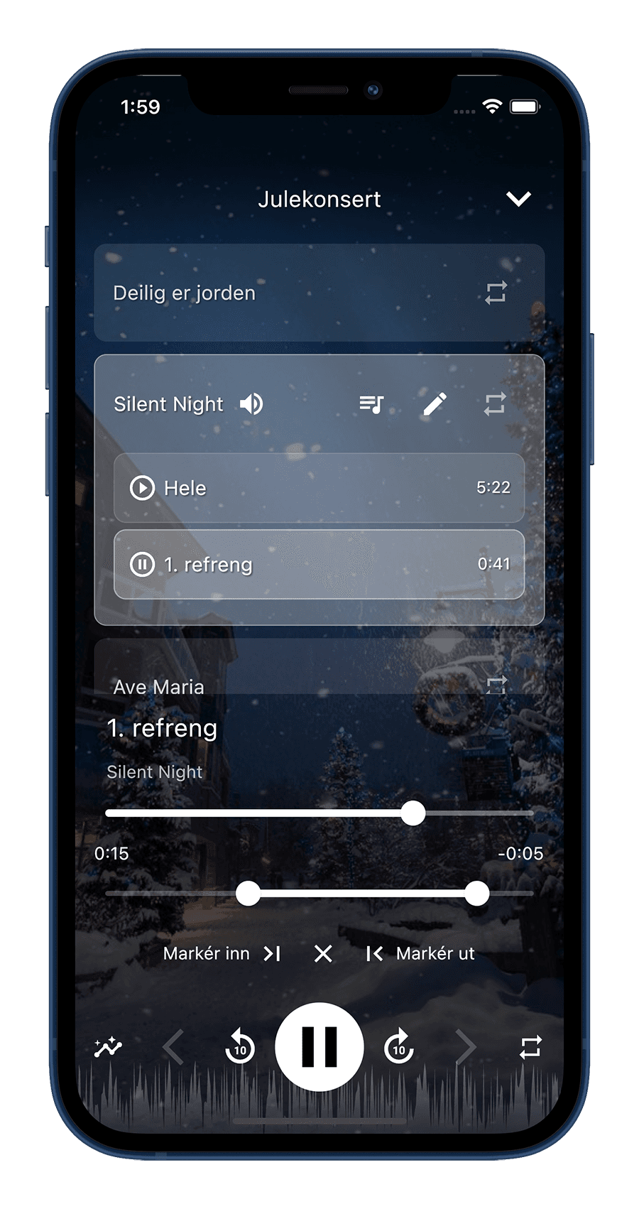Afspilning af lyd i ChoirMate